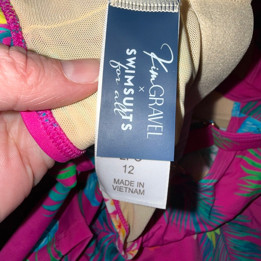 Kim Gravel x Swimsuits For All Pink Tropical Floral Tankini Set & Shorts Size 12 - Picture 5 of 6